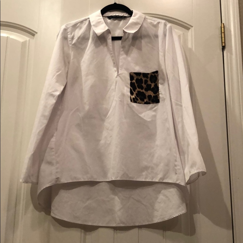 Zara White Blouse with Pocket Detail